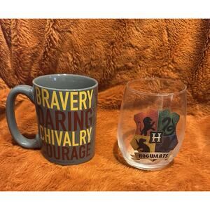 Harry Potter Gryffindor Ceramic Coffee Mug Zak! Designs & Wine Glass Set Of 2
